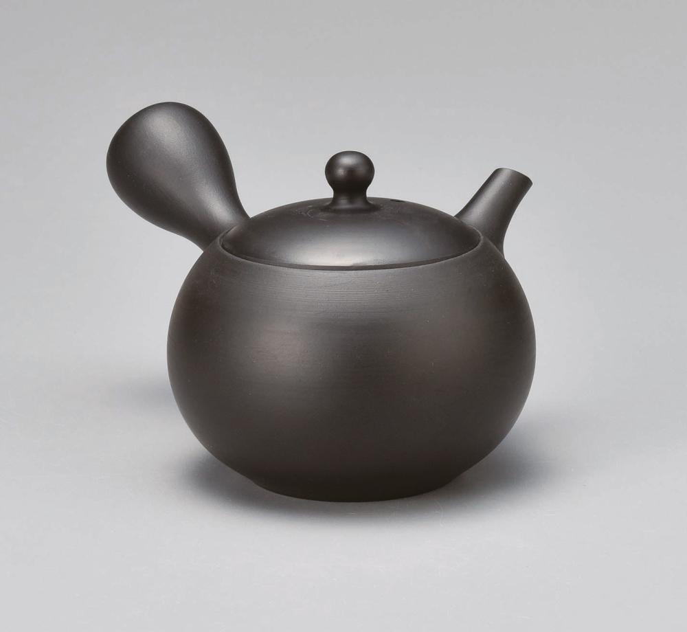 Kyusu-teapot, round, black, 180 ml