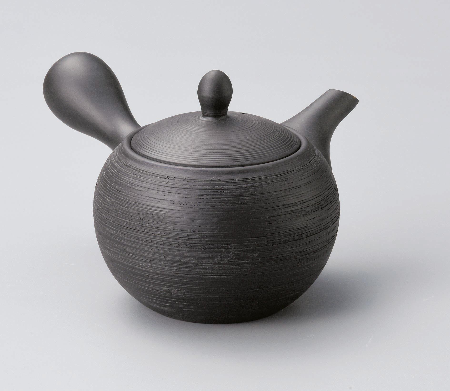 Kyusu-teapot, dark with grooves, 400 ml