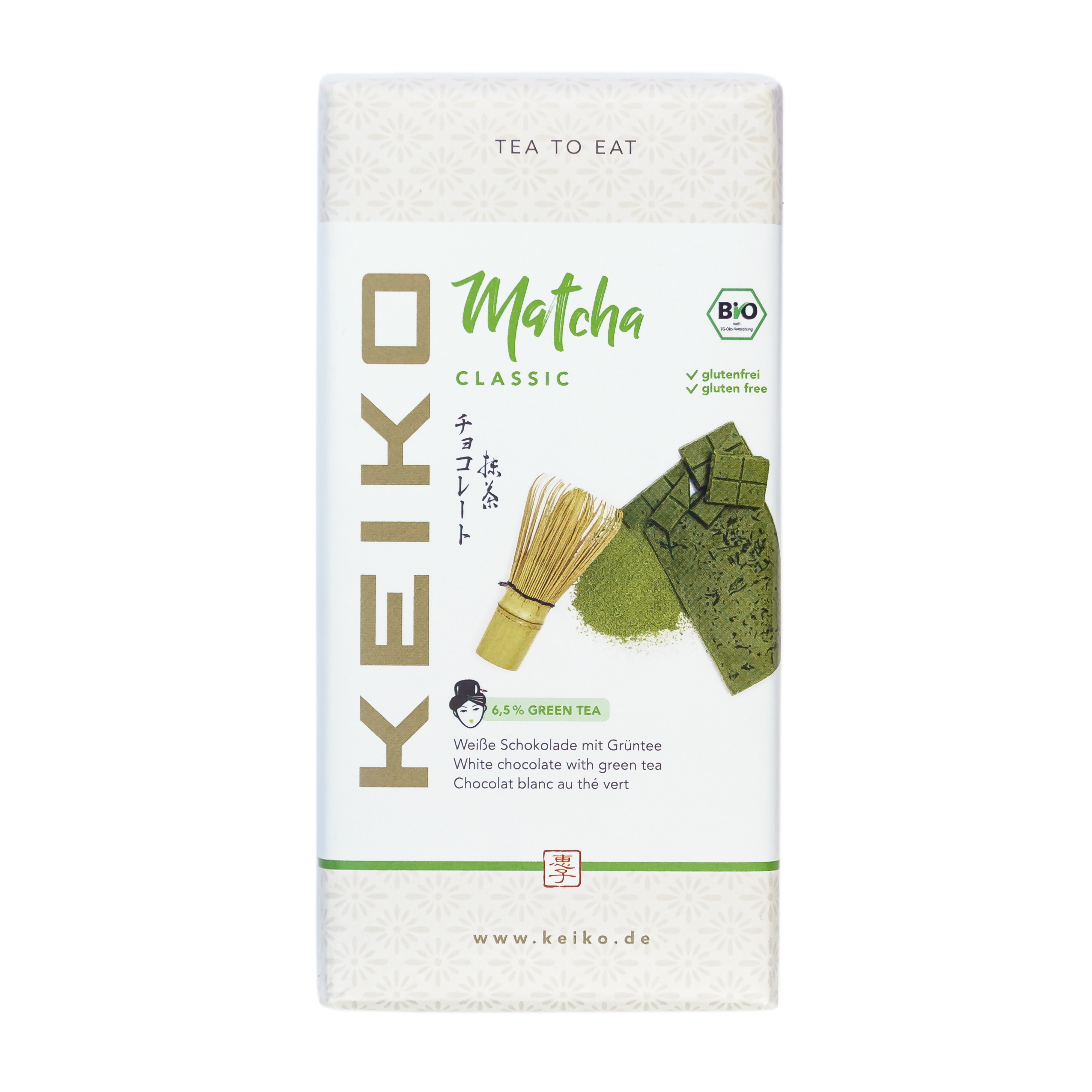KEIKO Matcha Classic White Chocolate with Green Tea, 30g, organic
