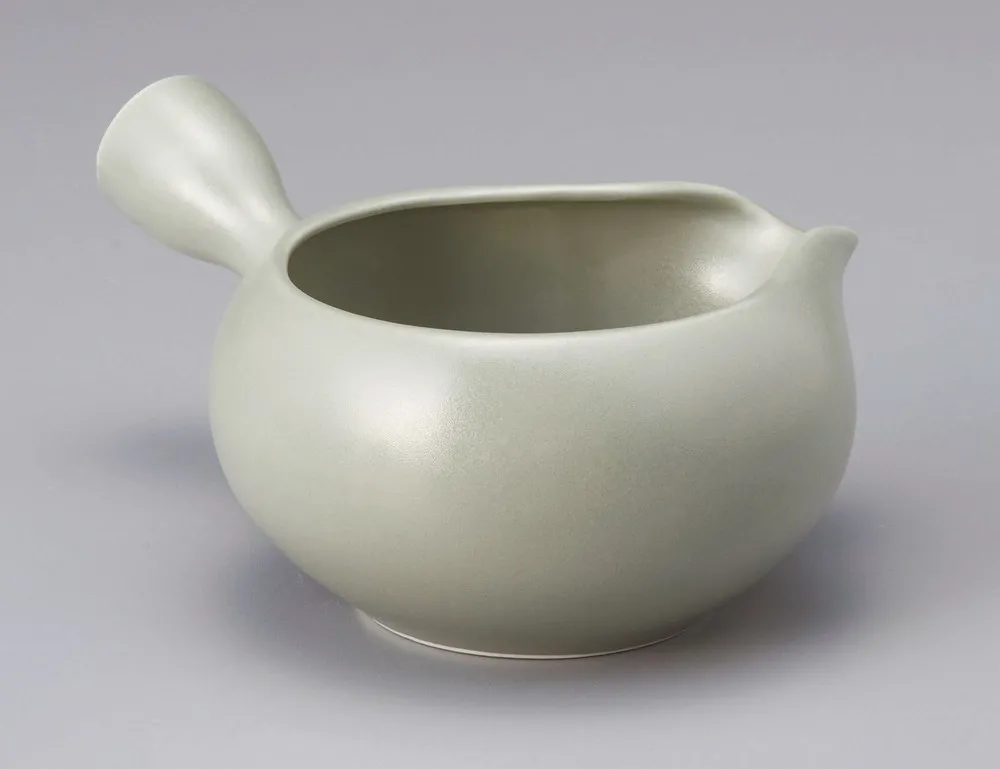 Side-handle cooling vessel, soft green