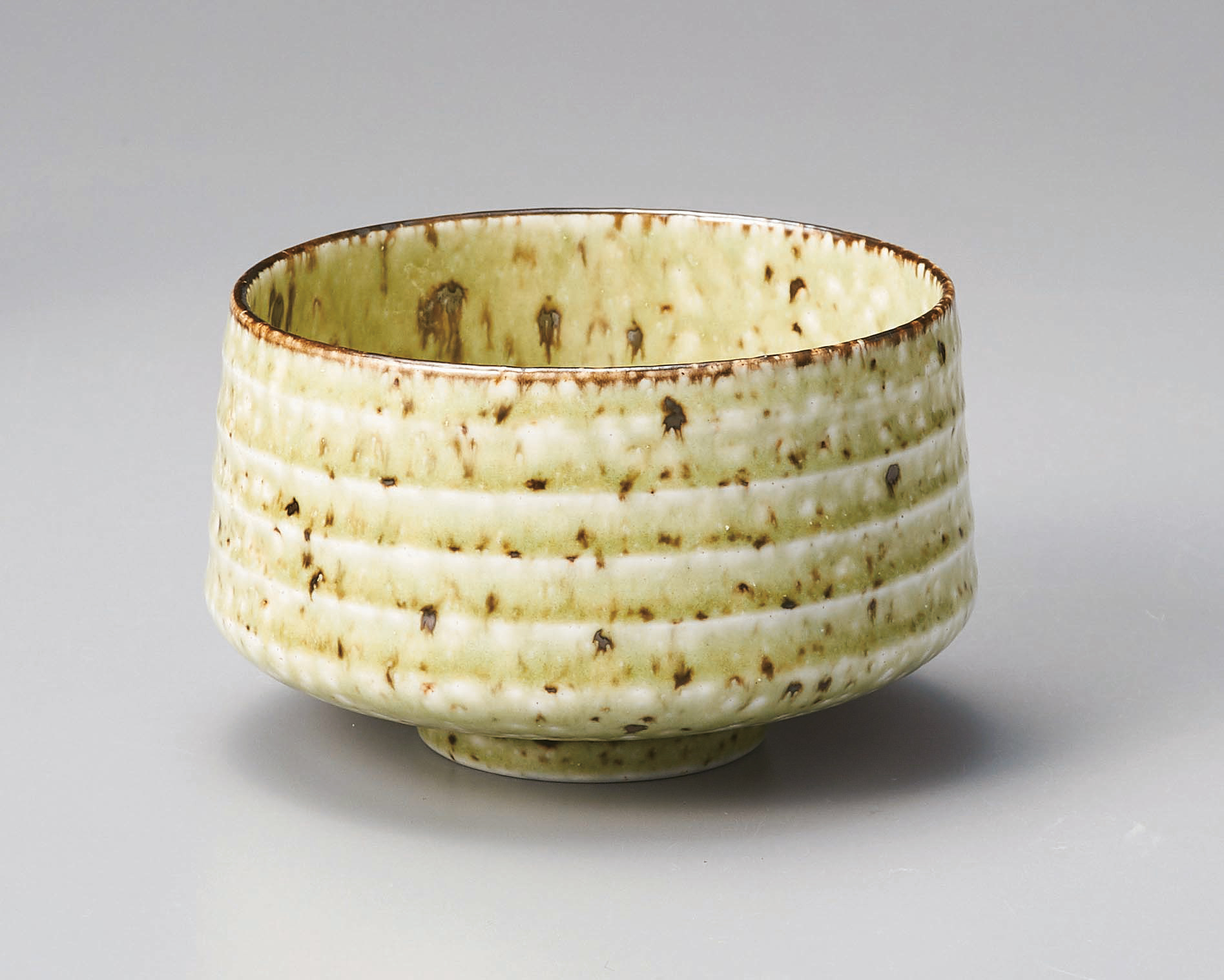 Matcha bowl, light-green and white glaze