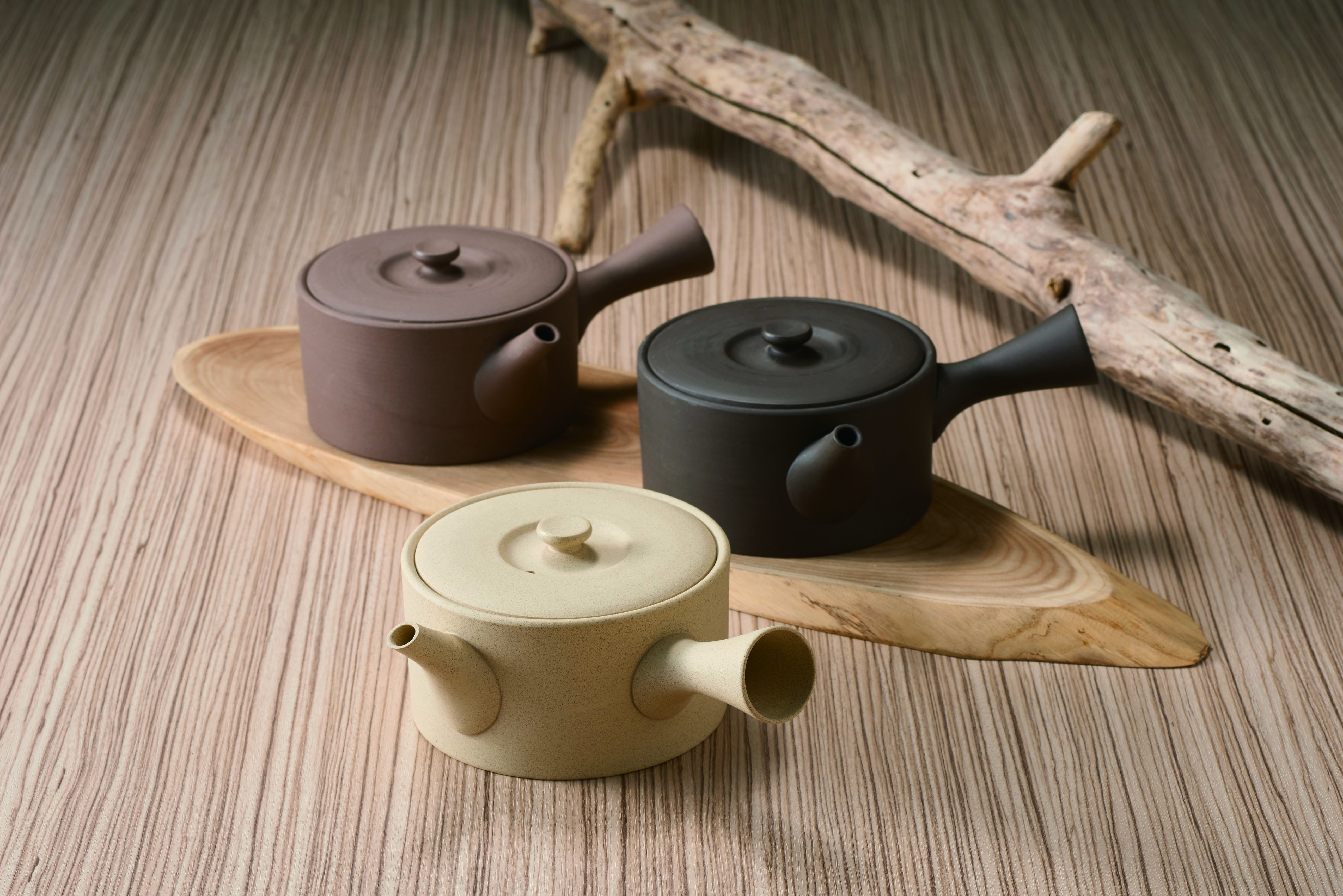 Kyusu-teapot, cylindric, light brown, 420 ml